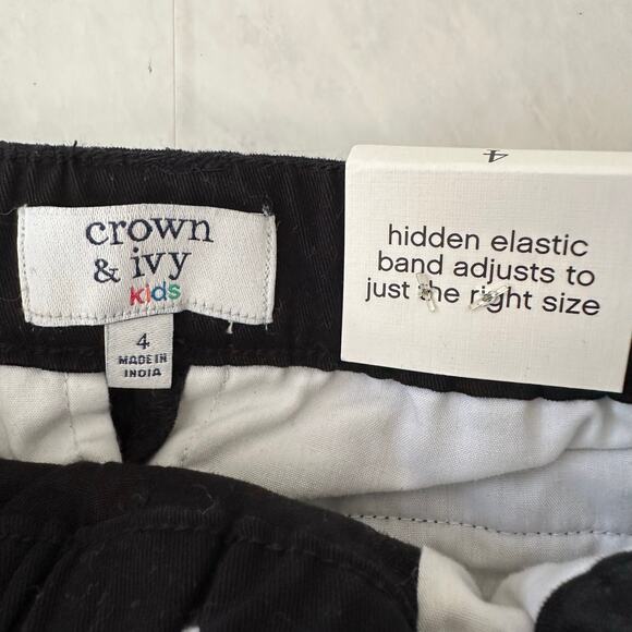 New Crown & Ivy black girls scalloped shorts casual sz 4 elastic band cute - Picture 4 of 4